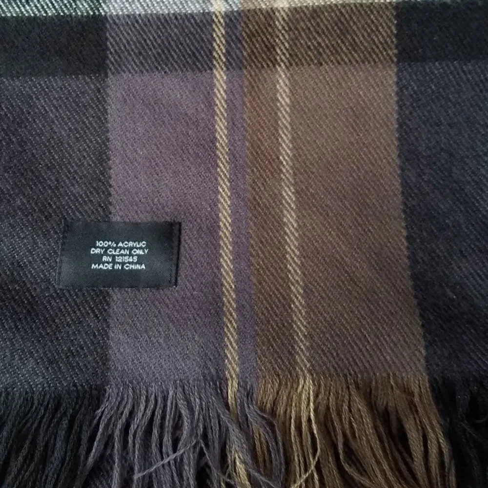 Brown Plaid Acrylic Scarf  9